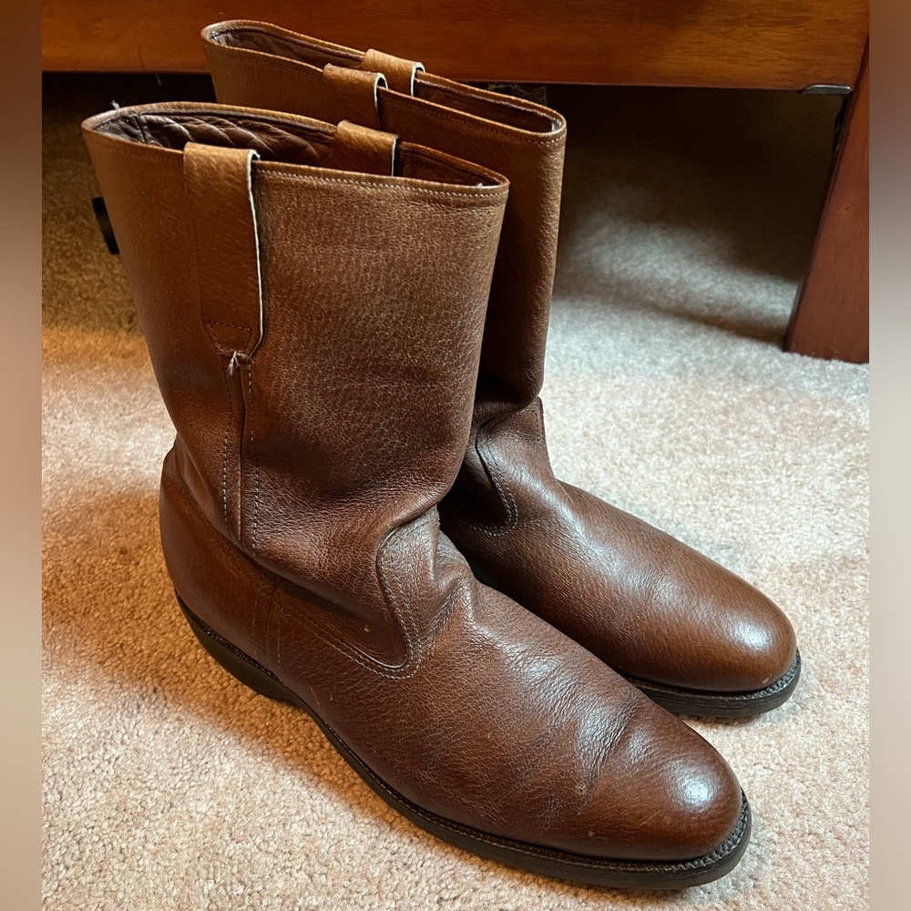 Vintage Allen Edmonds Cayuga Western Brown Leather Pull On Boot Size 12B